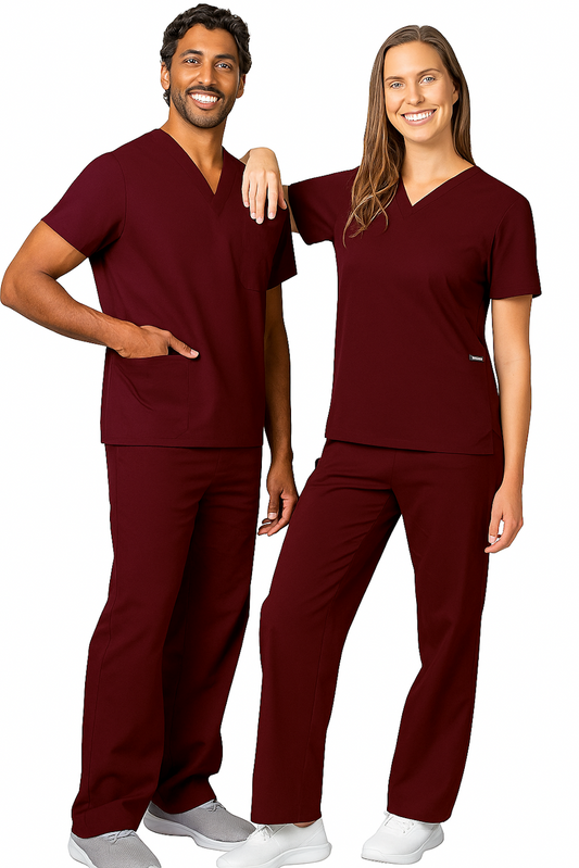Unisex Medical Scrub Set – V-Neck Short Sleeve Top and Matching Pants